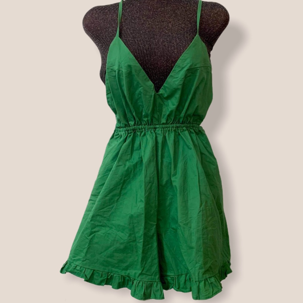Ruffled Sleeveless Solid Romper